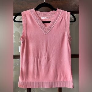 Vintage Yizhilian Pink Sleeveless V-Neck Summer top